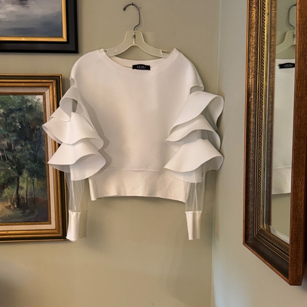Akira 2018 Scuba Top Ruffle Shirt - Picture 3 of 7